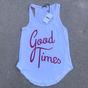 CHRLDR “good times” linen tanktop.